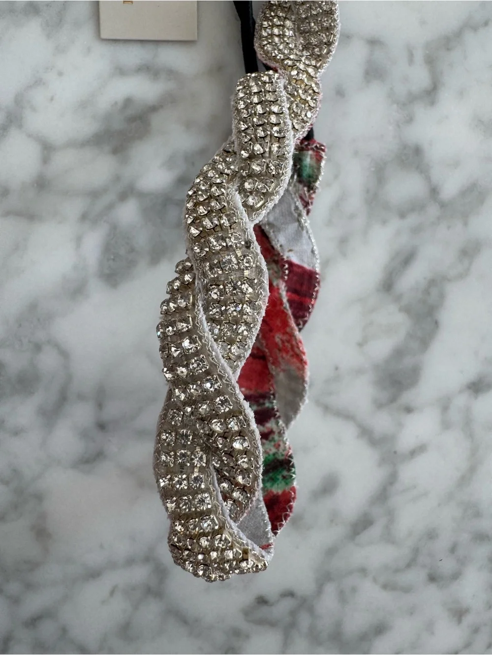 Deepa Gurnani Rhinestone Metallic Braided Elastic Headband NWT